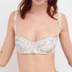 For Love & Lemons Devon Retro Floral Underwire Bikini Top – Size XL
